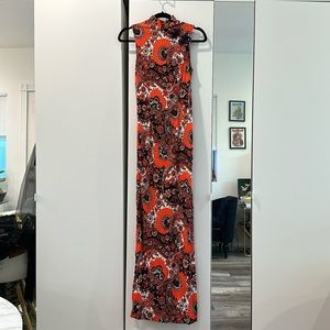Psychedelic 70s flower power poly maxi dress size Small
